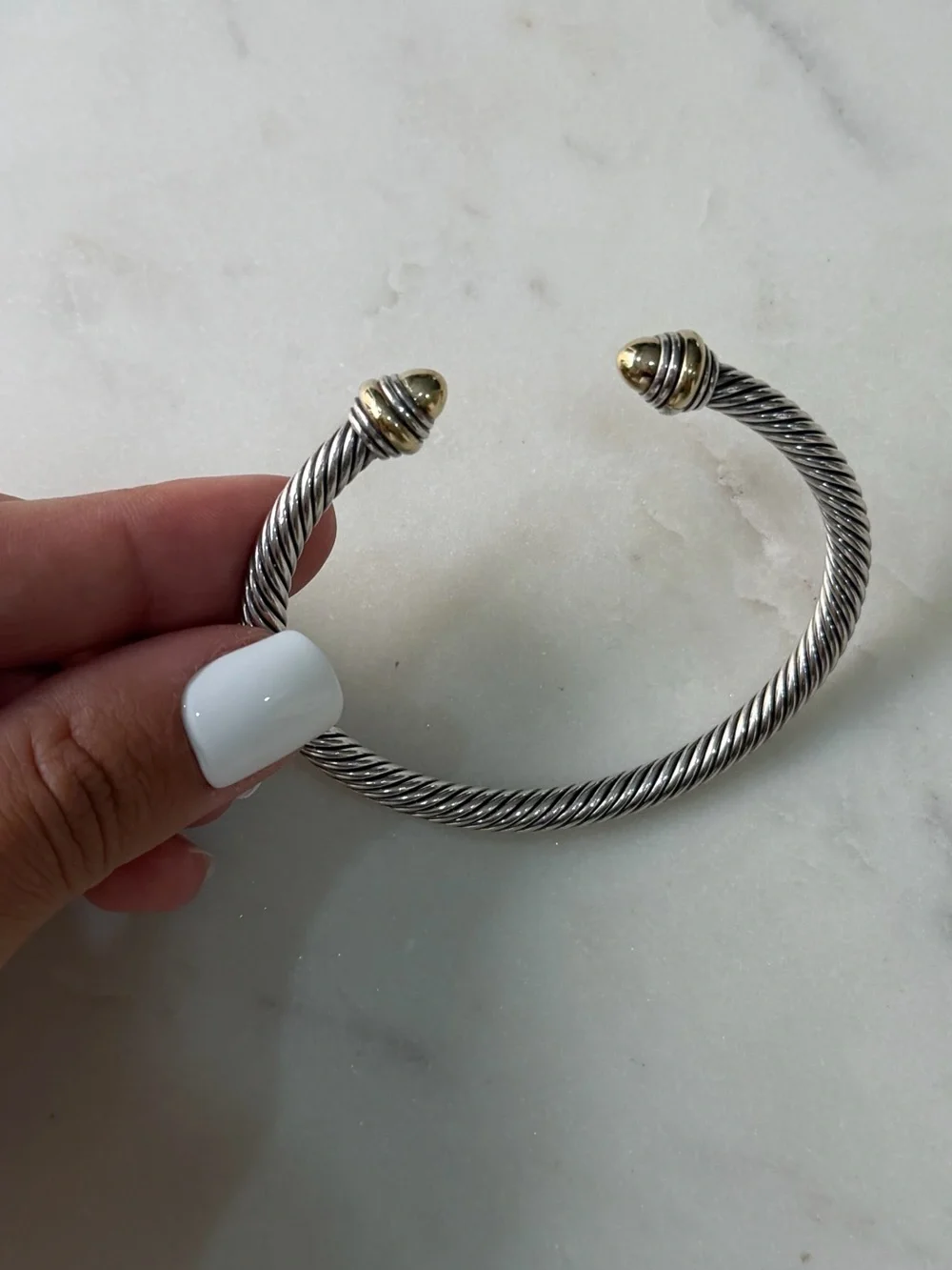 David Yurman Sterling Silver Cable Bracelet with Yellow Gold Accents
